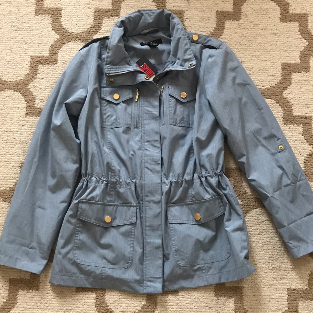 Chambray colored, rain trench coat