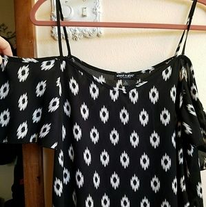 open shoulder light blouse