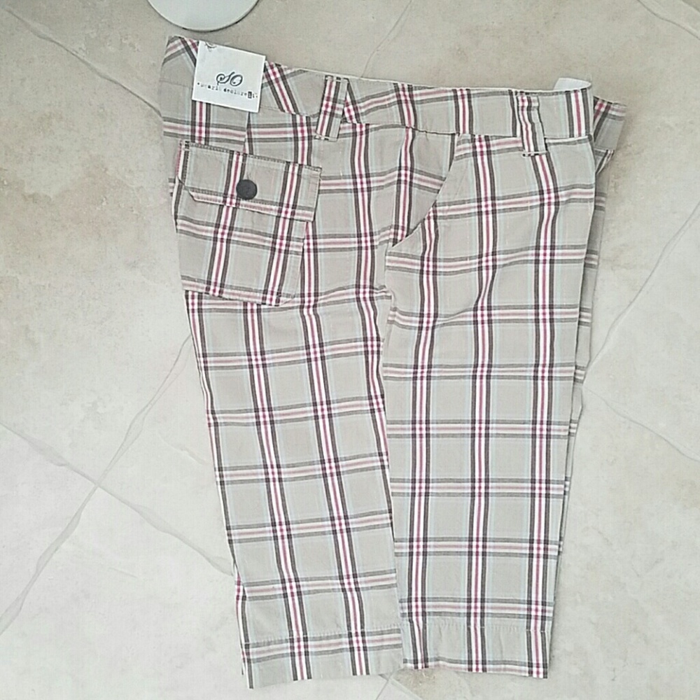 New SO Juniors Plaid Bermuda Shorts Size 13