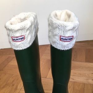 Hunter cardigan boot socks - white quilted, tall