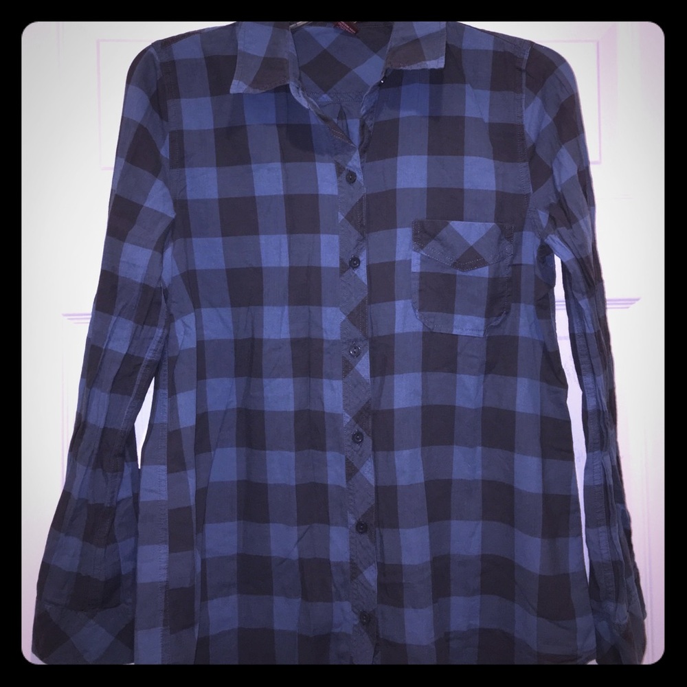 Dmbm Blue Gray Plaid Button Down Shirt