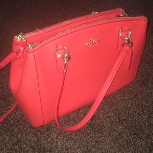 Bright Blood Orange medium Coach handbag