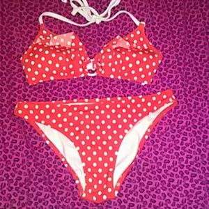 Red & White Polka Dots Two-Piece Bikinis