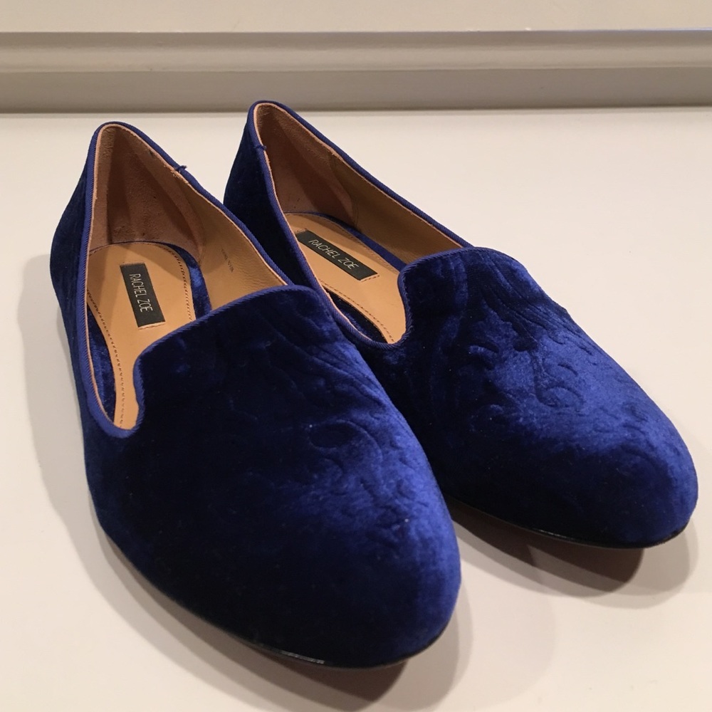 Rachel Zoe blue velvet loafers