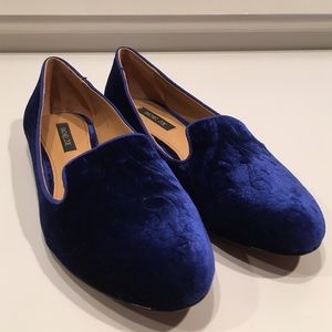 Rachel Zoe blue velvet loafers