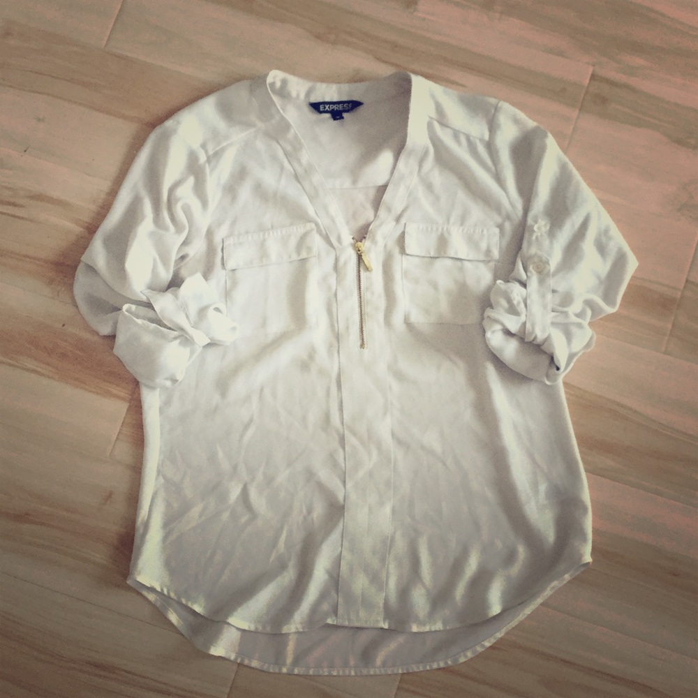 Express Long Sleeved Cream Shirt