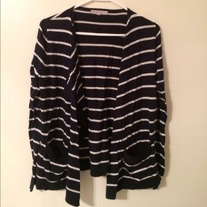 Stripe open front cardigan