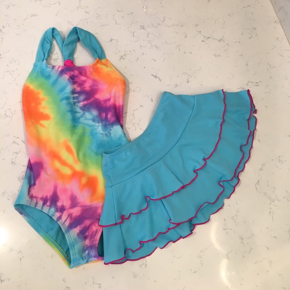 ☀️Rainbow One-piece Swim-suit with Skirt☀️