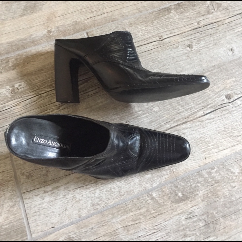 Black leather Mule shoes