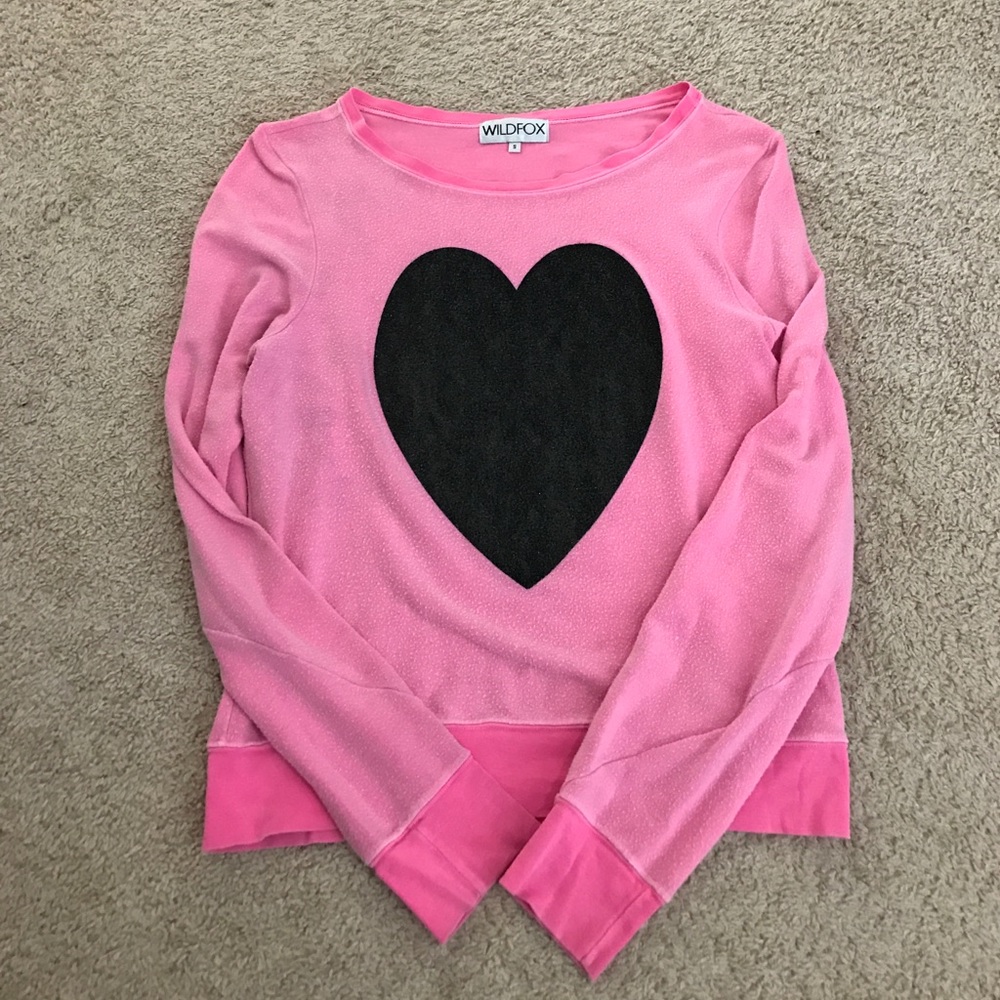 Wildfox Pink/Black Sparkle Heart BBJ Sz S