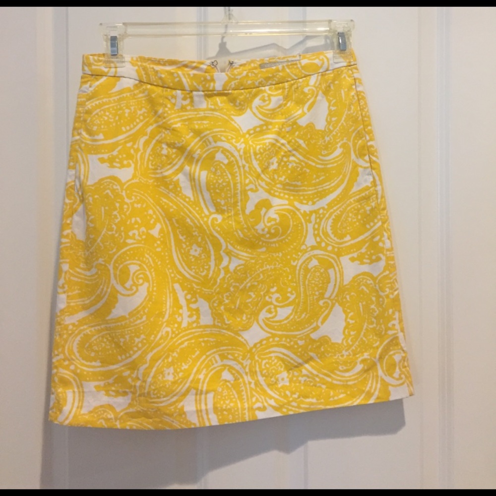 Yellow paisley pencil skirt