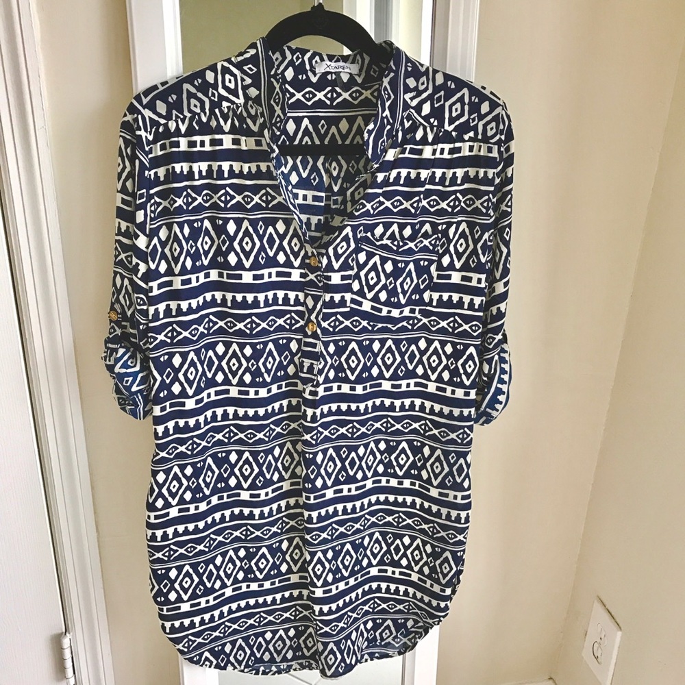 Blue print tunic dress