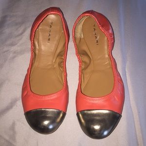 Tahari "Victoria" cap toe flats