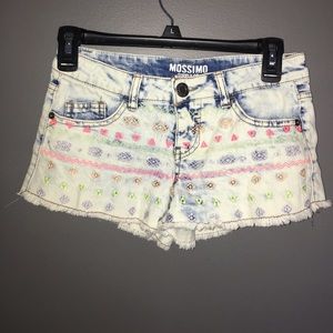 Tribal print jean shorts
