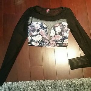 Bebe Mesh + Floral Crop Top