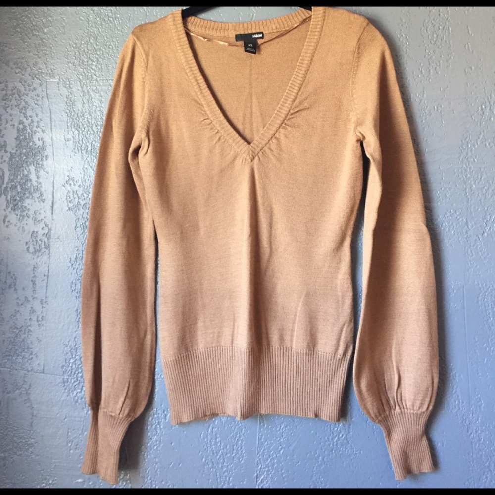 Gold V Neck H&M Sweater with Bell Sleeve