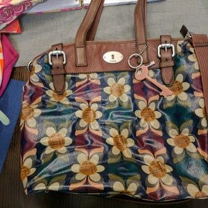 Fossil daisy print satchel