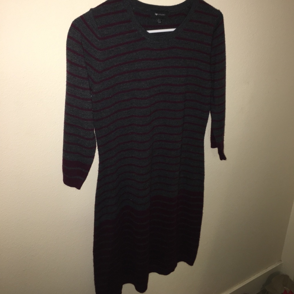 Grey and Maroon Sweater Dress
