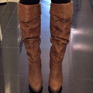 Jessica Simpson high heel brown leather boots