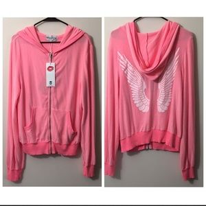 NWT-Wildfox Only a Dream Malibu Zip-Up-Neon Sign-S