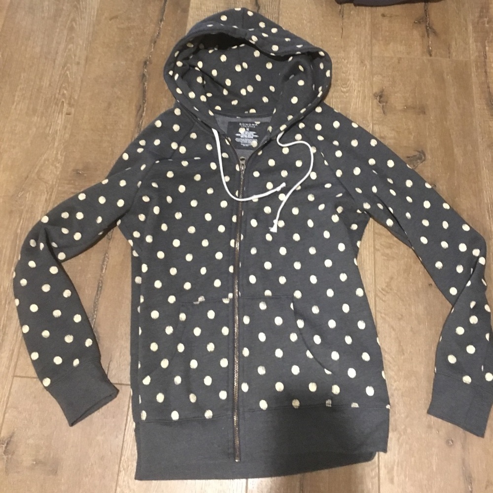 Poka dot zip-up hoodie