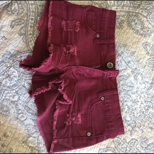 Burgundy Jean Shorts
