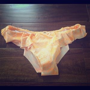 O'Neill Orange &White Ruffle Cheeky Bikini Bottoms