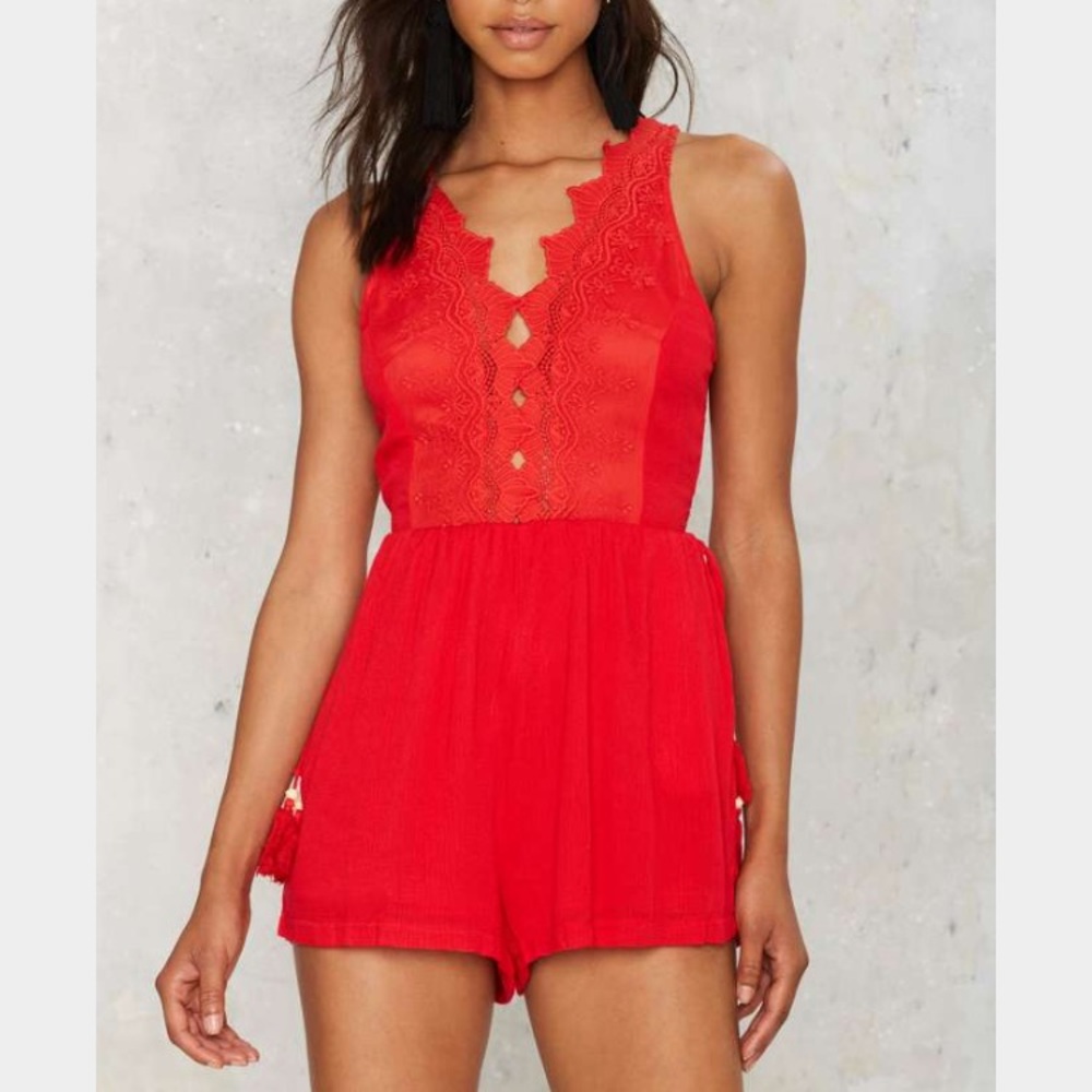 Nasty Gal Red Romper NWT