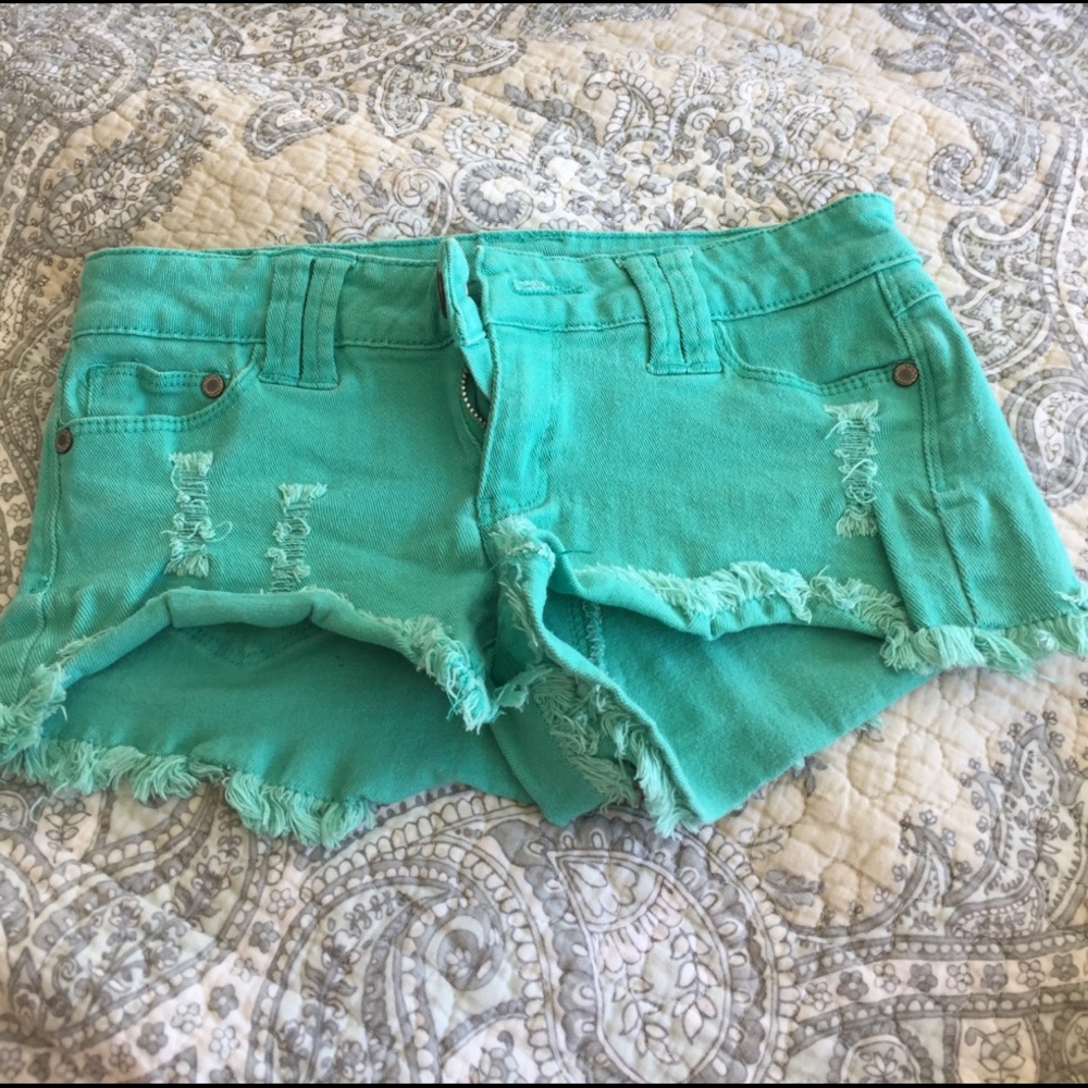 Blue Green Short Shorts