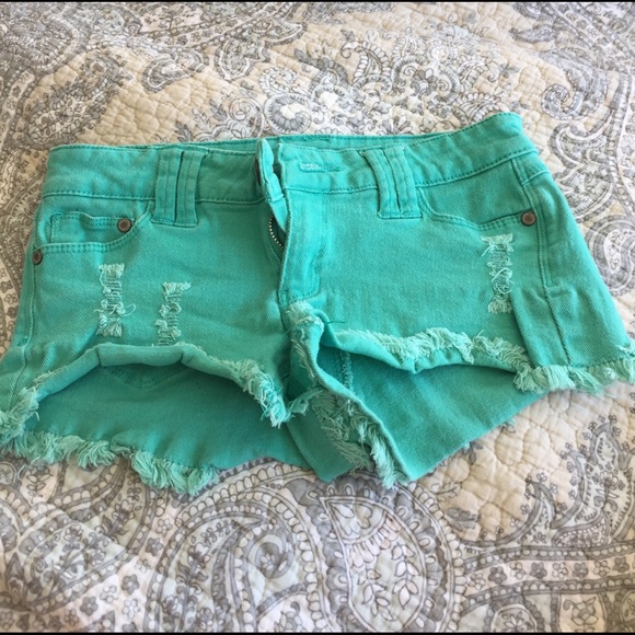 Blue Green Short Shorts - Picture 1 of 3