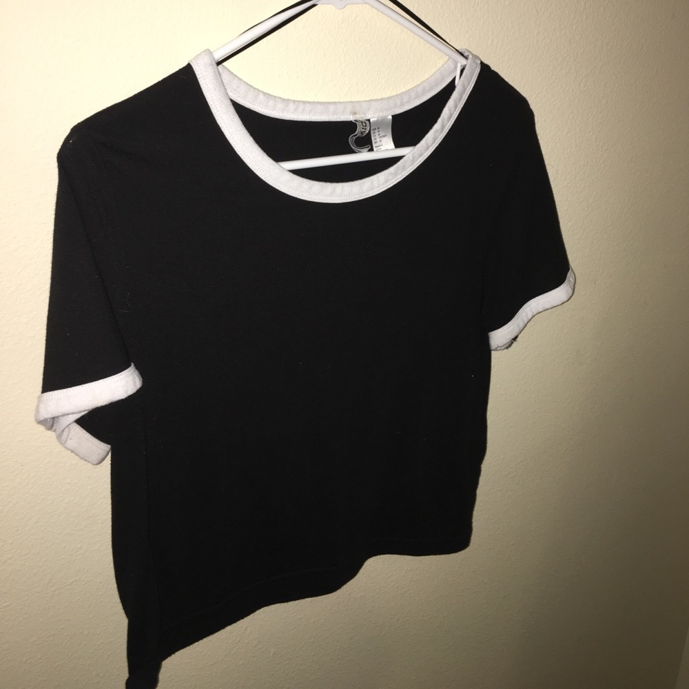 Black with White Trim Crop Top