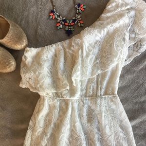 White Lace One Shoulder Dress
