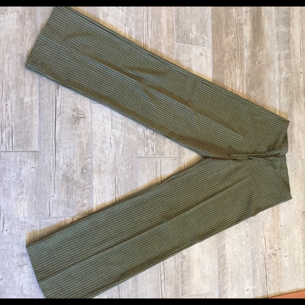 All of green and beige stripe pants