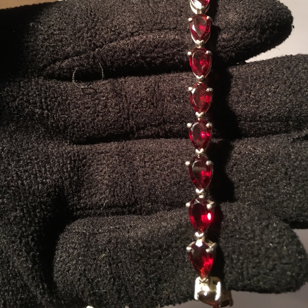 Garnet Oval Tennis Bracelet 925