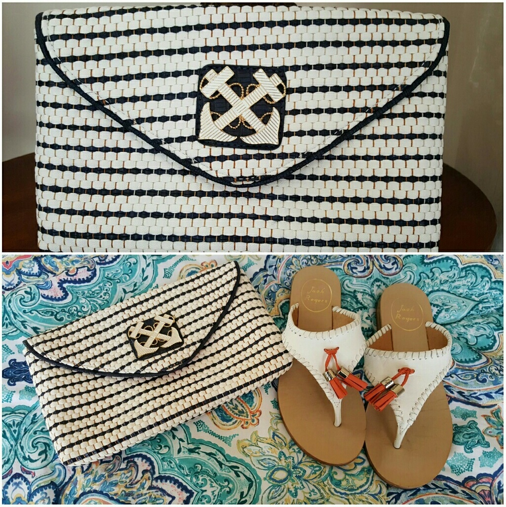 Woven leather nautical clutch. Lily Pulitzer