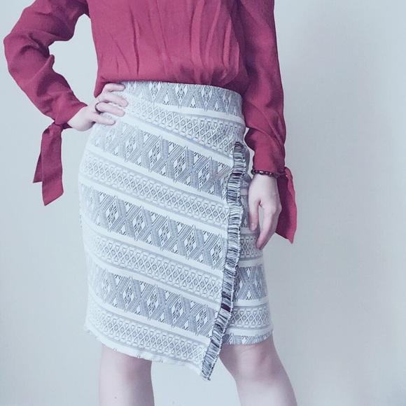 . Dresses & Skirts - Ivory/Black Faux Wrap skirt high Quality
