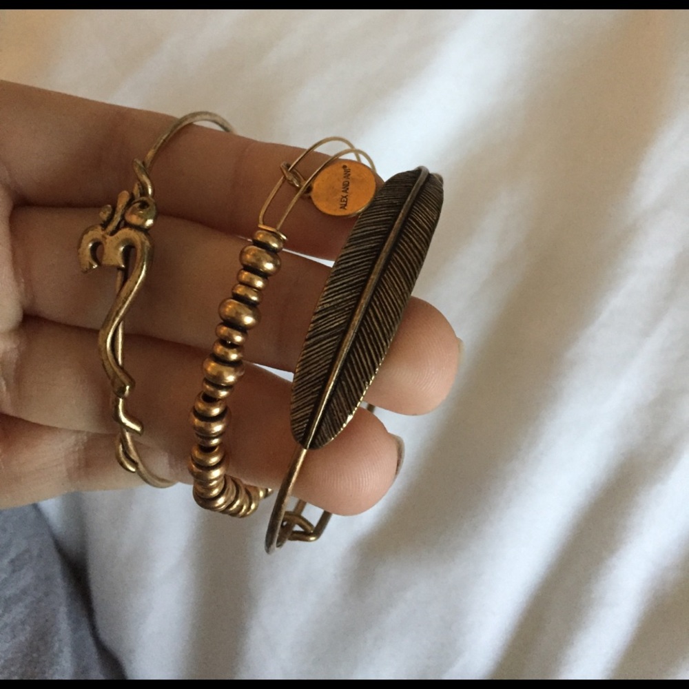 3 Alex and Ani Gold Bracelets