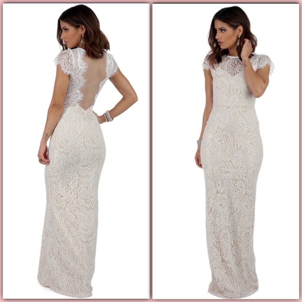Cream/beige laced gown