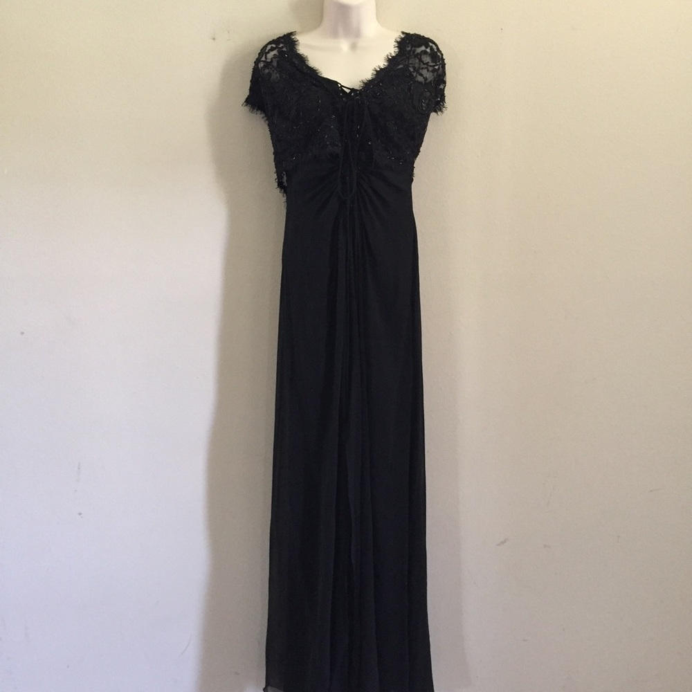 Lace Short Sleeve Tadashi Formal Gown