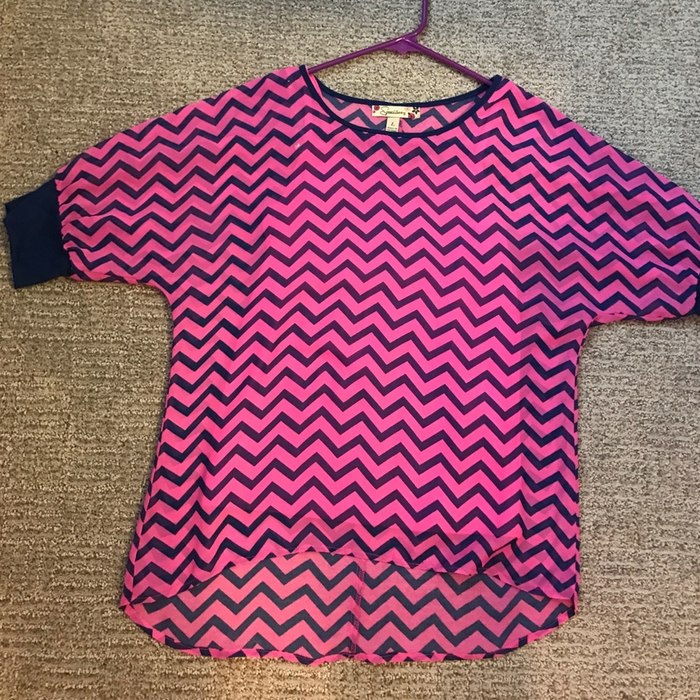 Pink blue blouse