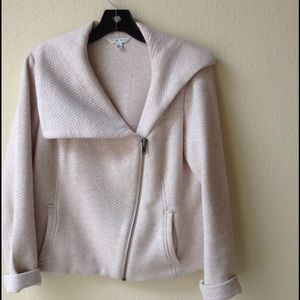 Reduced Cream bomber jacket  off centered zipper