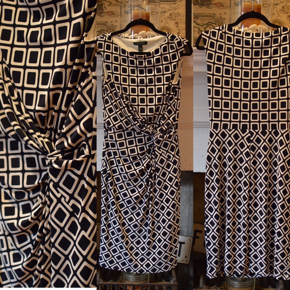 Ralph Lauren Geometric Rouched Dress