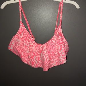 Pink/Coral and white bikini top