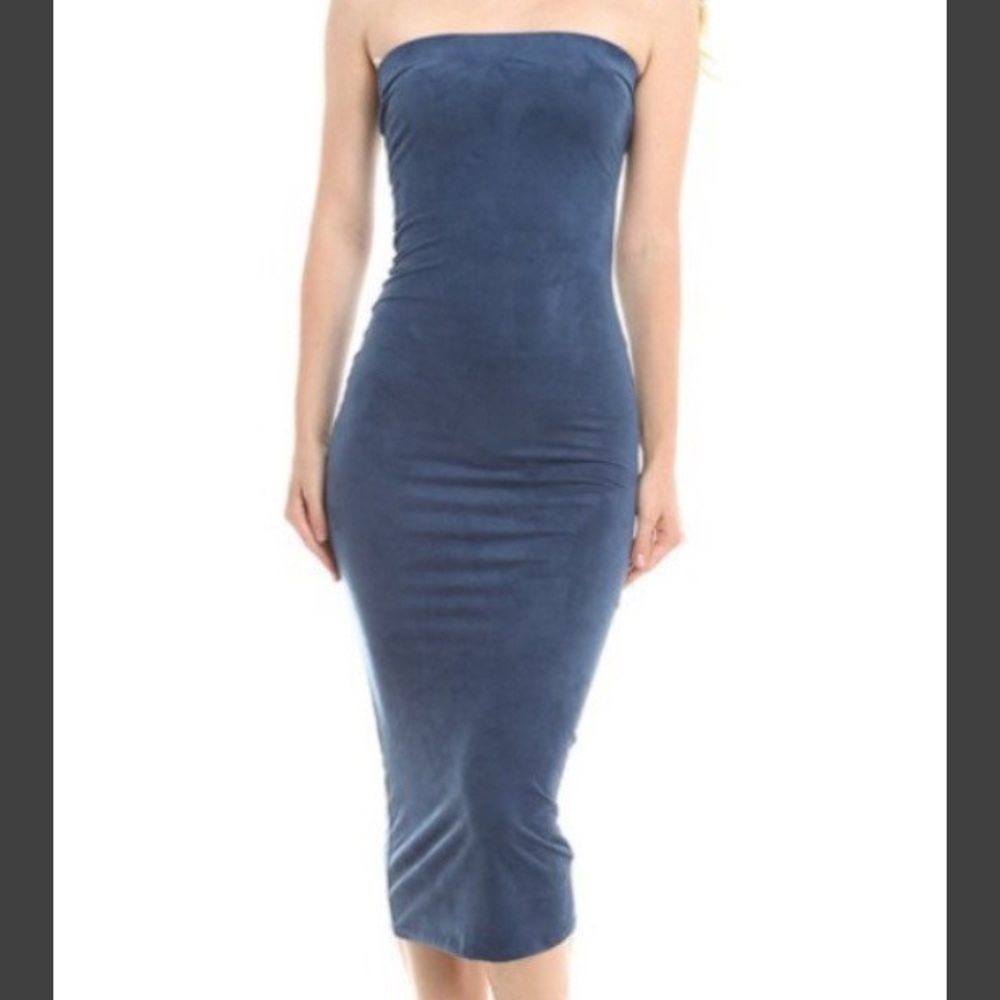 Strapless Bodycon Midi Dress -- Dress is Lined