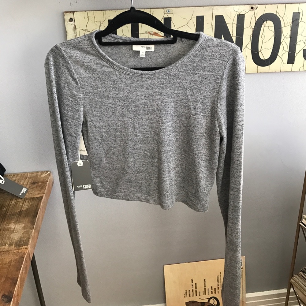 Wilfred Free Gray Long Sleeve Crop Too