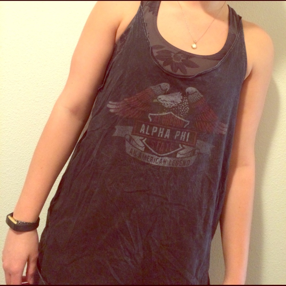 Alpha phi promo tank, Harley Davidson logo