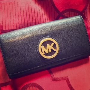 MK Black Leather Wallet