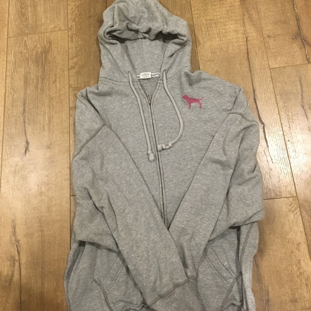 Victoria Secret Pink zip-up hoodie gray