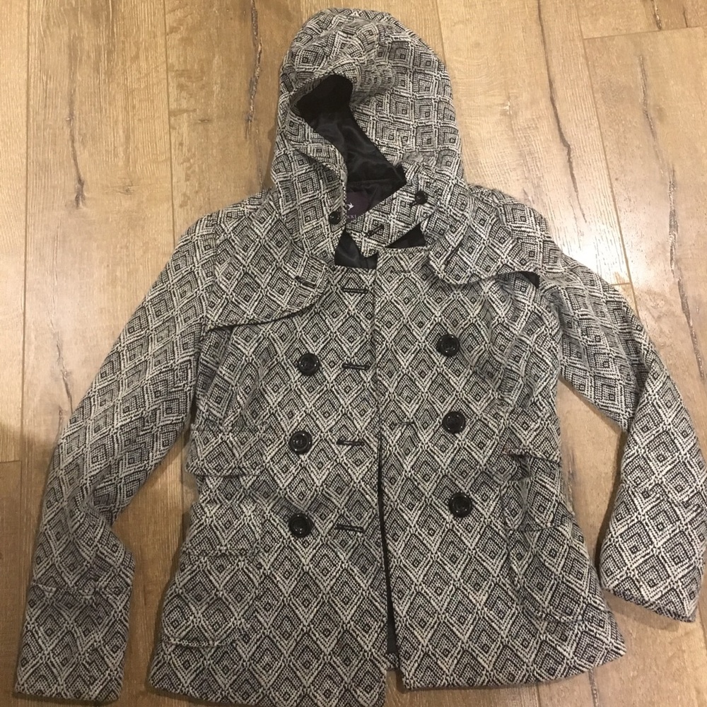 Black and white Pea Coat jacket