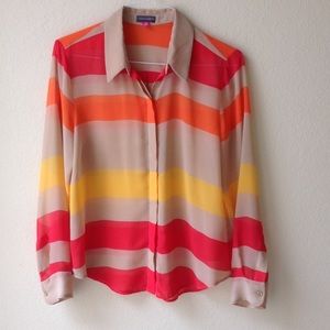 Reduced Vince Camuto sheer striped blouse w/cami